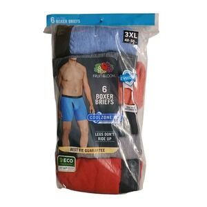 Fruit of the Loom Mens Underwear Boxer Briefs 3XL 48-50 In. 6 Pack Stripes/Solid